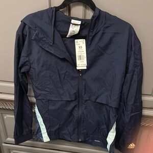 Adidas Dark Blue Windbreaker with Light Blue Details
